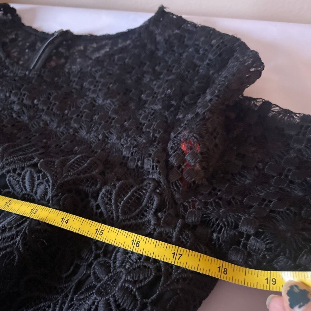 Anthropologie ML Monique Lhuillier Black Floral Lace Sheath Dress Sz 10 - Picture 16 of 16